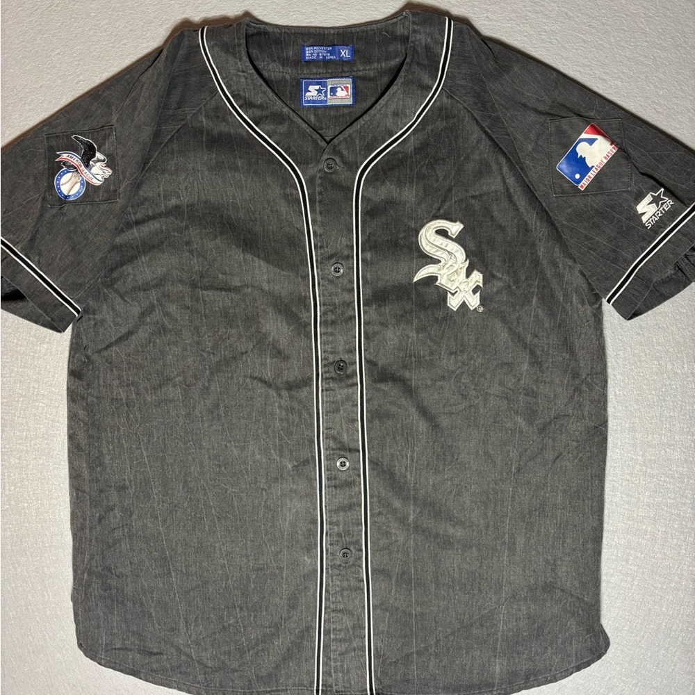 Vintage 90's RARE MLB Chicago White Sox Starter Grey Jersey Size XL